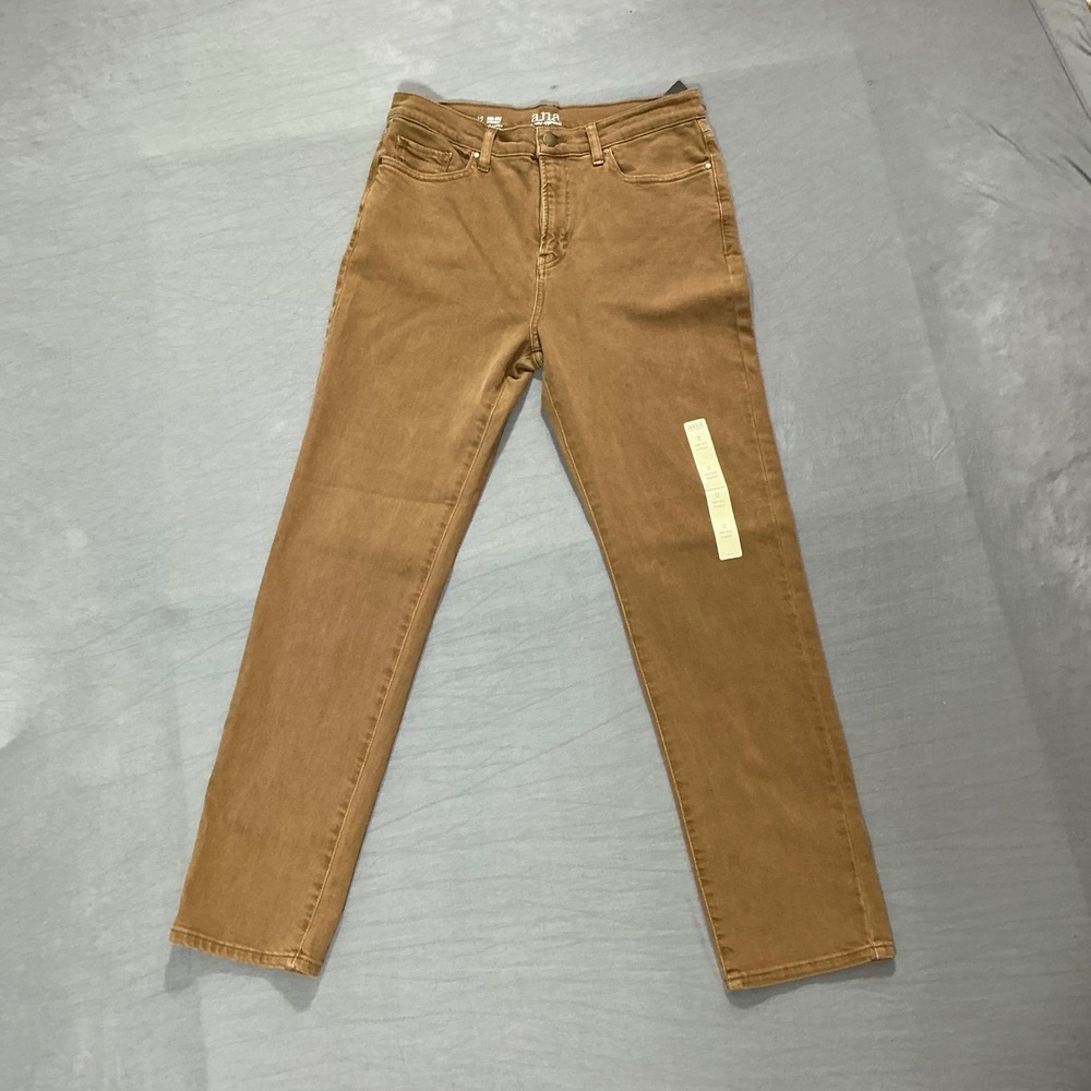 ANA A New Approach High-Rise Straight‎ Leg Jeans Camel Brown Size 12 NWT